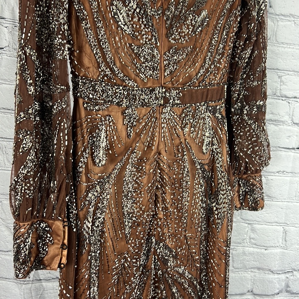 Mac Duggal Bronze Beaded Midi Dress - Picture 8 of 14